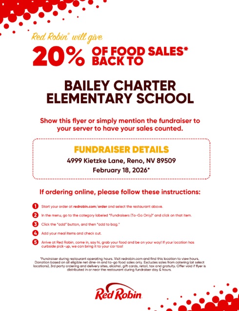 Red Robin Fundraiser: TODAY! Wednesday, 2/25/26